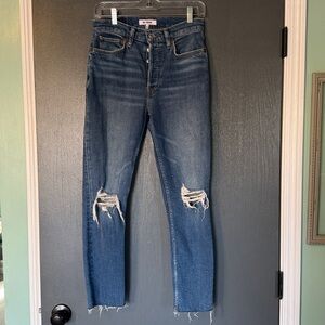 RE/DONE 90’s Ankle High Rise Crop Stretch Destroy Jeans 26 $298